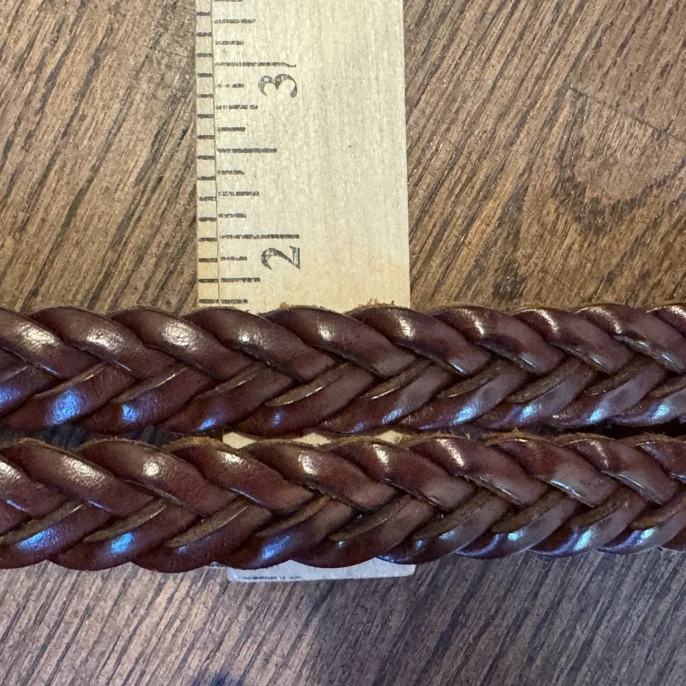 Vintage Brighton Braided Leather Belt 1996 Toggle Brown Womens Med Fits 30-31 in